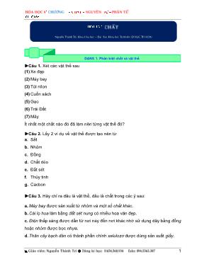 Bài tập Hóa học 8 - Chương 1 Chất - Nguyên tử - Phân tử - Nguyễn Thành Trí